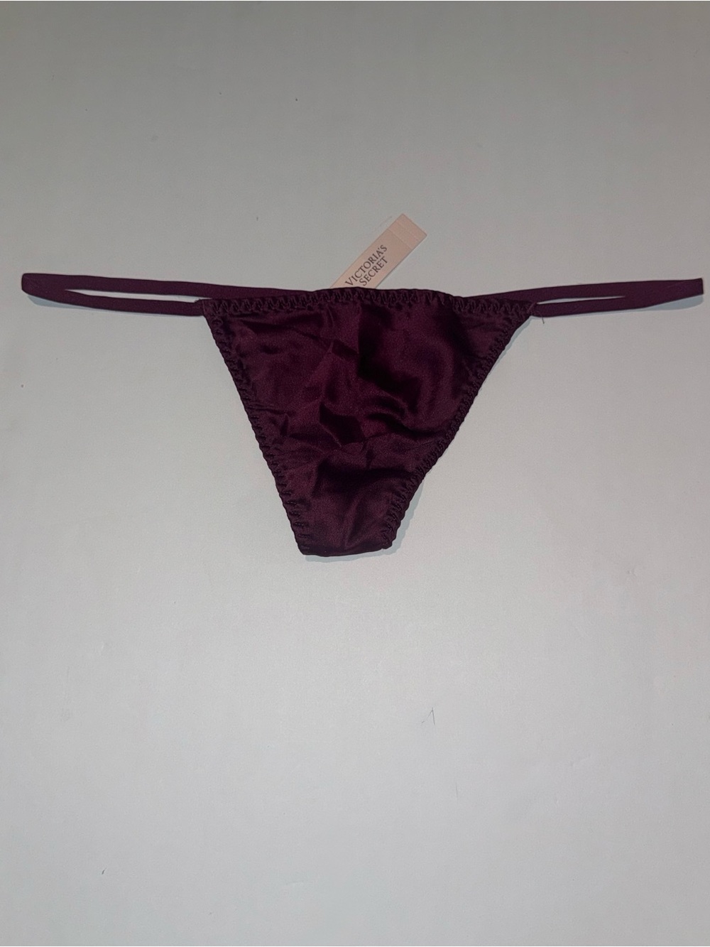 Victoria's Secret Burgundy Satin G-String Thong (One Size)